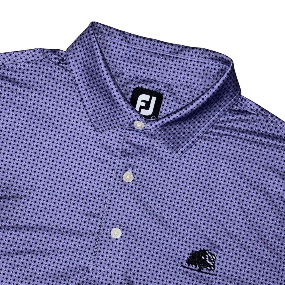 FootJoy Polo Shirt Mens Large Purple Diamond Geometric Stretch Golf Performance